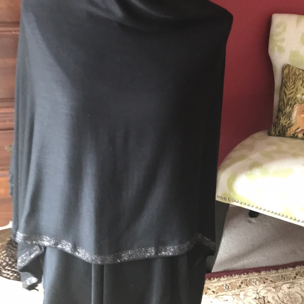 Calvin Klein Black Shawl Wrap with Silver Trim